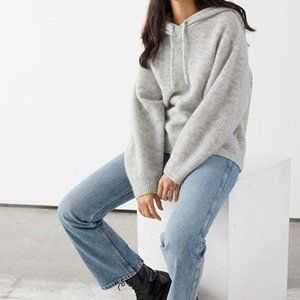 Hooded Ribbed Wool Sweater